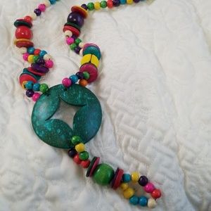 Handmade wooden bead necklace